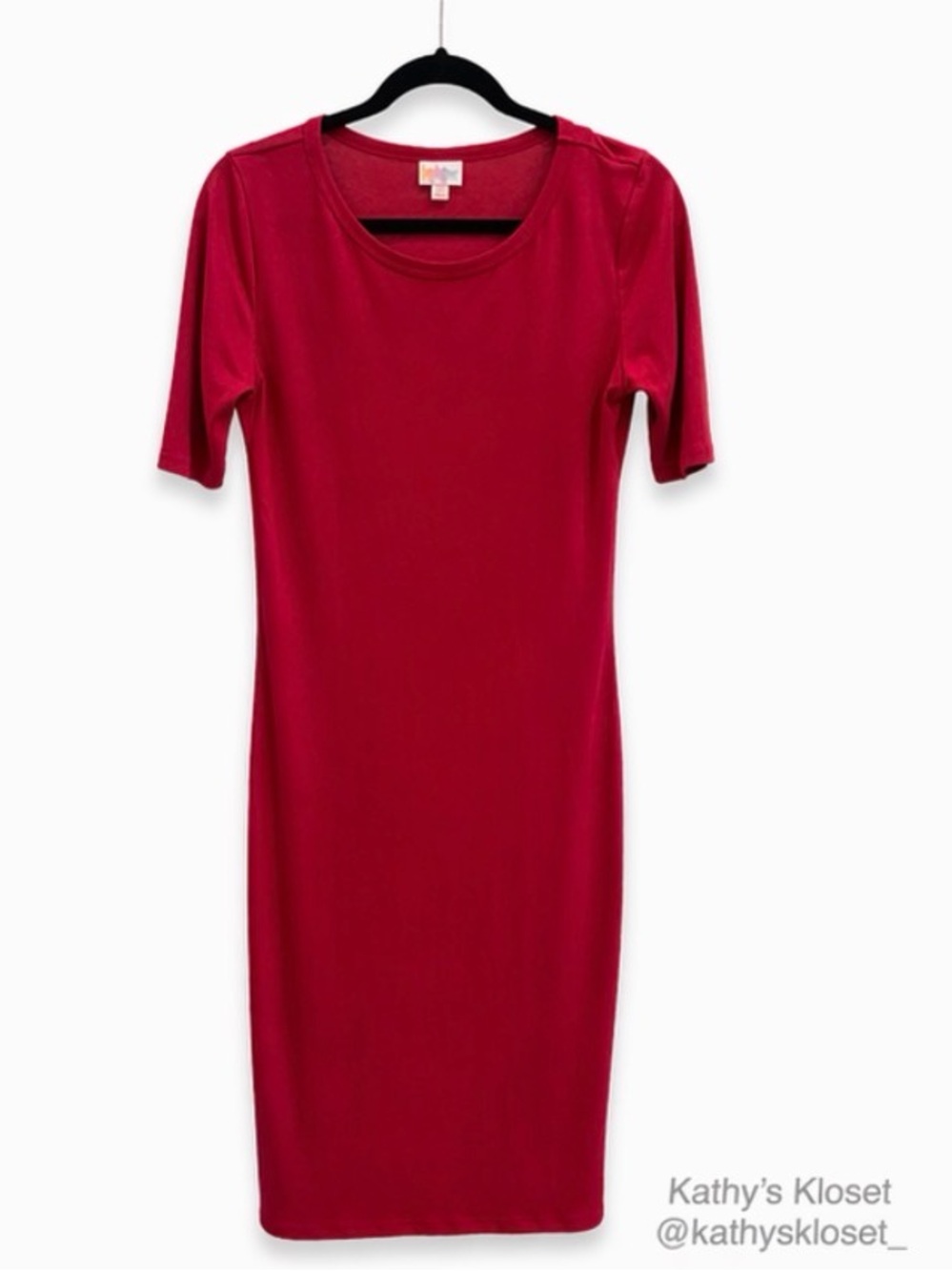 LuLaRoe Deep Red Scoop Neck Midi Dress